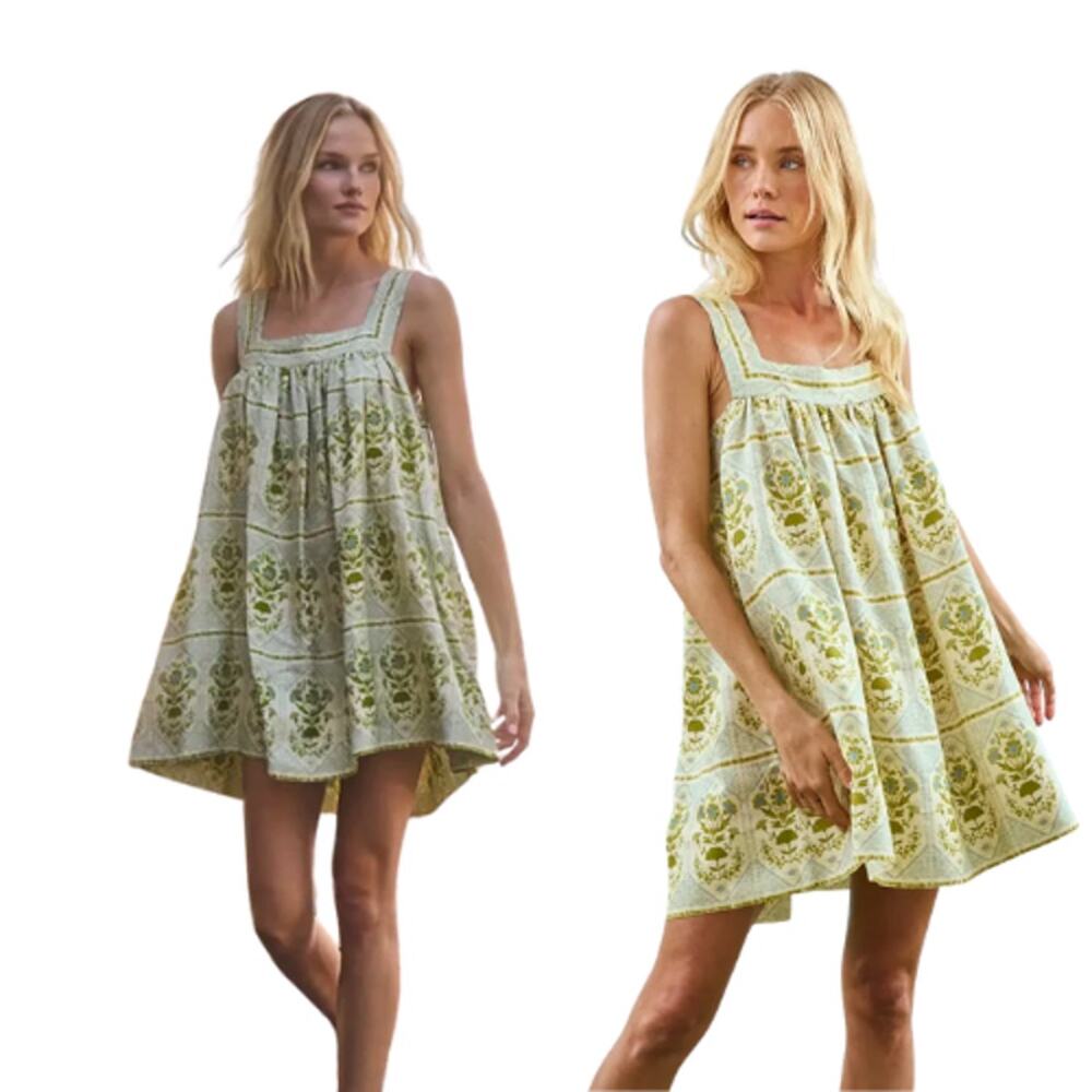 NWT Hunter Bell Square Neck Pull On Sleeveless Mini Dress Green Size: XS